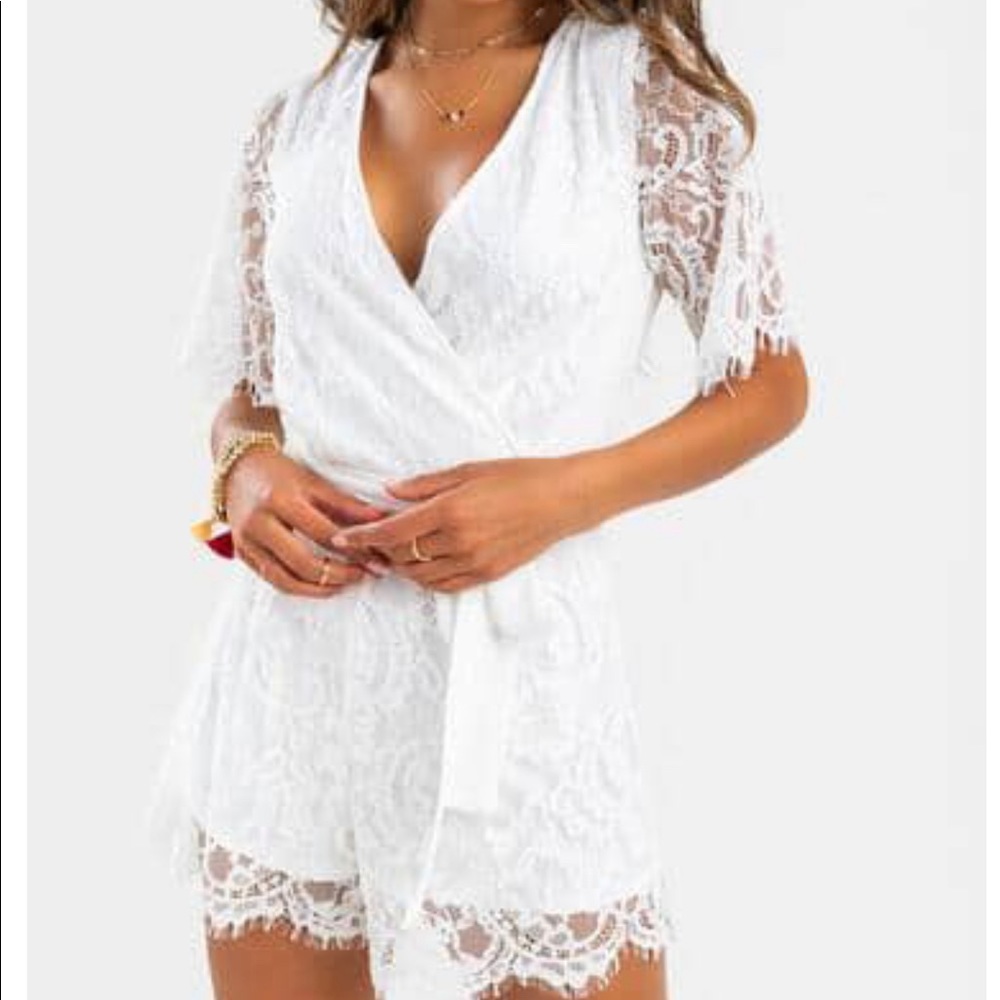 Francesca’s White Lace Romper